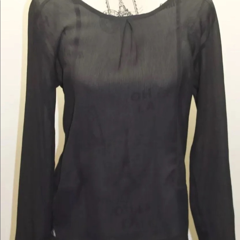 Z Zac Posen Women Black Blouse Made In USA Looks Small Long Sleeve Textured